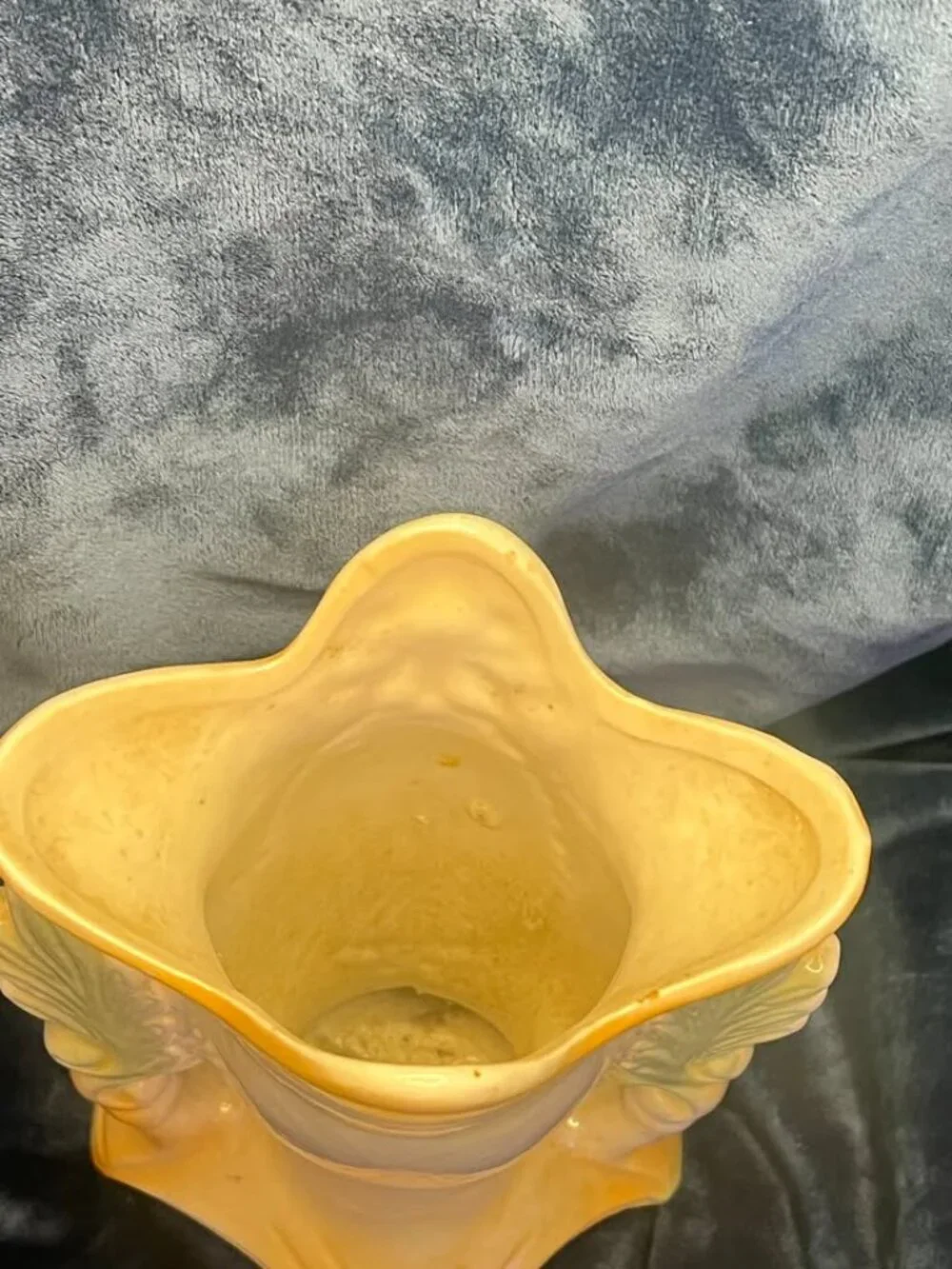 Vintage Porcelain Pearlescent Lustreware Footed Vase with Floral Decal
